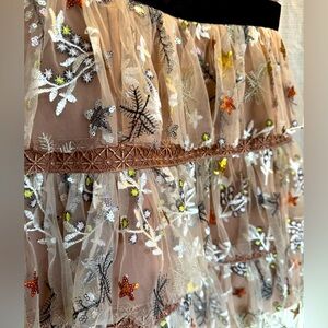 Self-Portrait Nude Mesh Floral Embroidery Dress